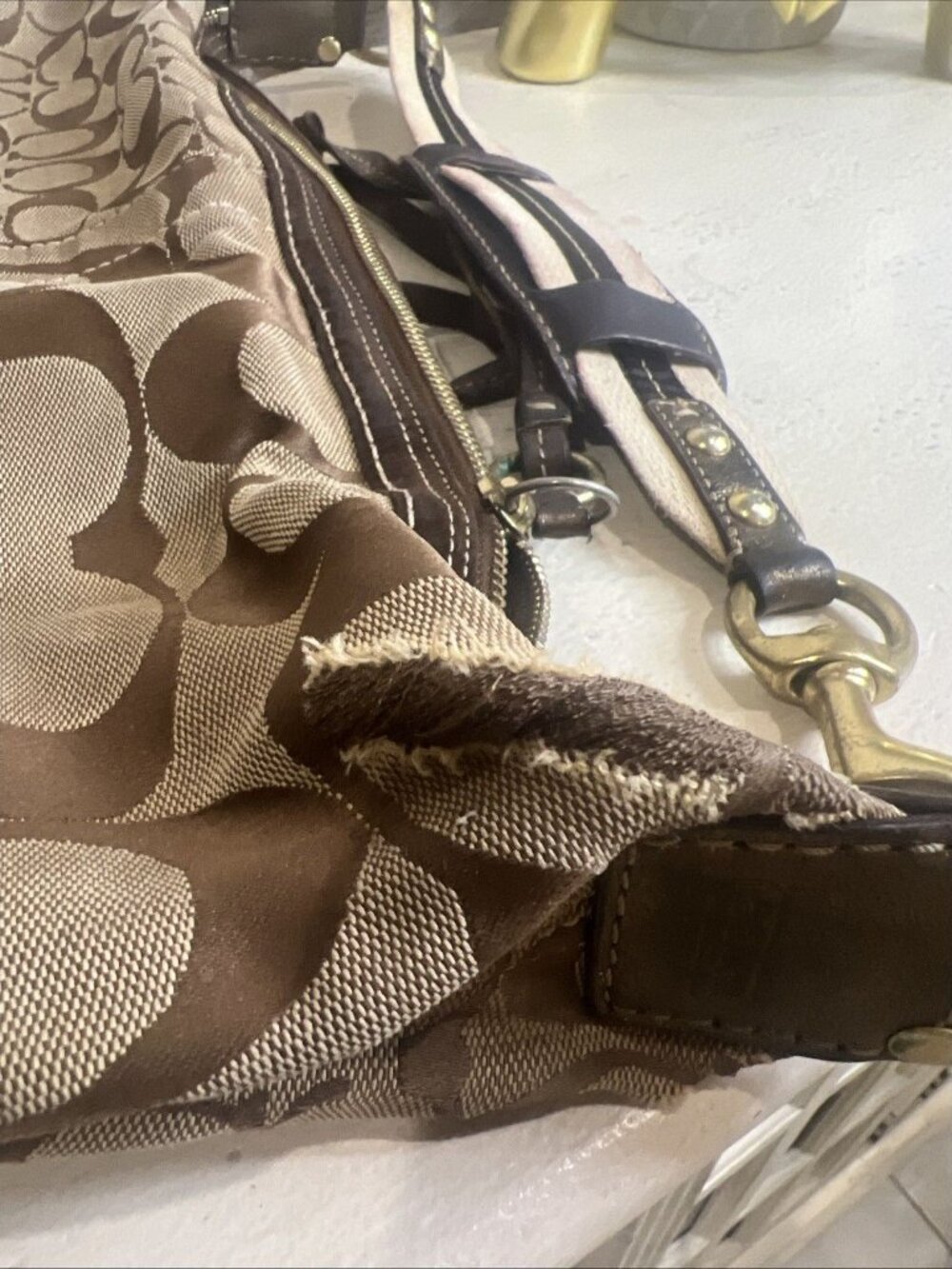 Vintage Coach (2006) Brown Patchwork Signature Hobo Shoulder Bag Y2K Retro Boho - Picture 16 of 16